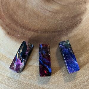Dichroic glass bead set of 3